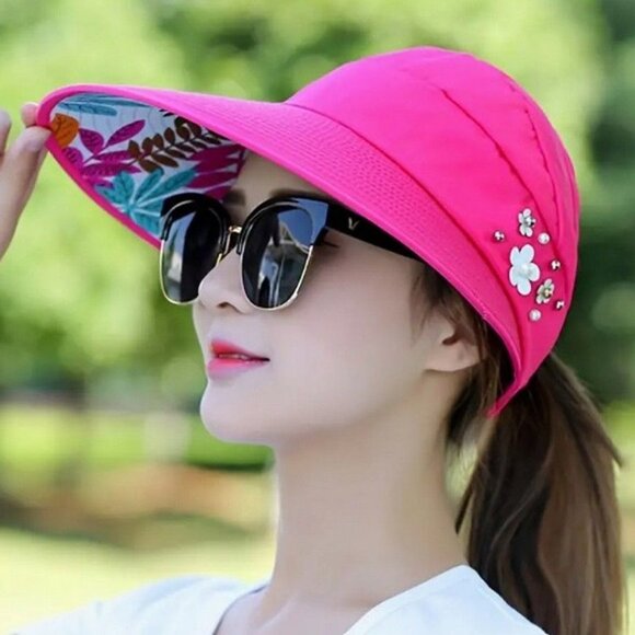 Penelope Skye Bright Pink Wide Brim Sun Visor Style Hat Gift Packaged - Picture 10 of 10